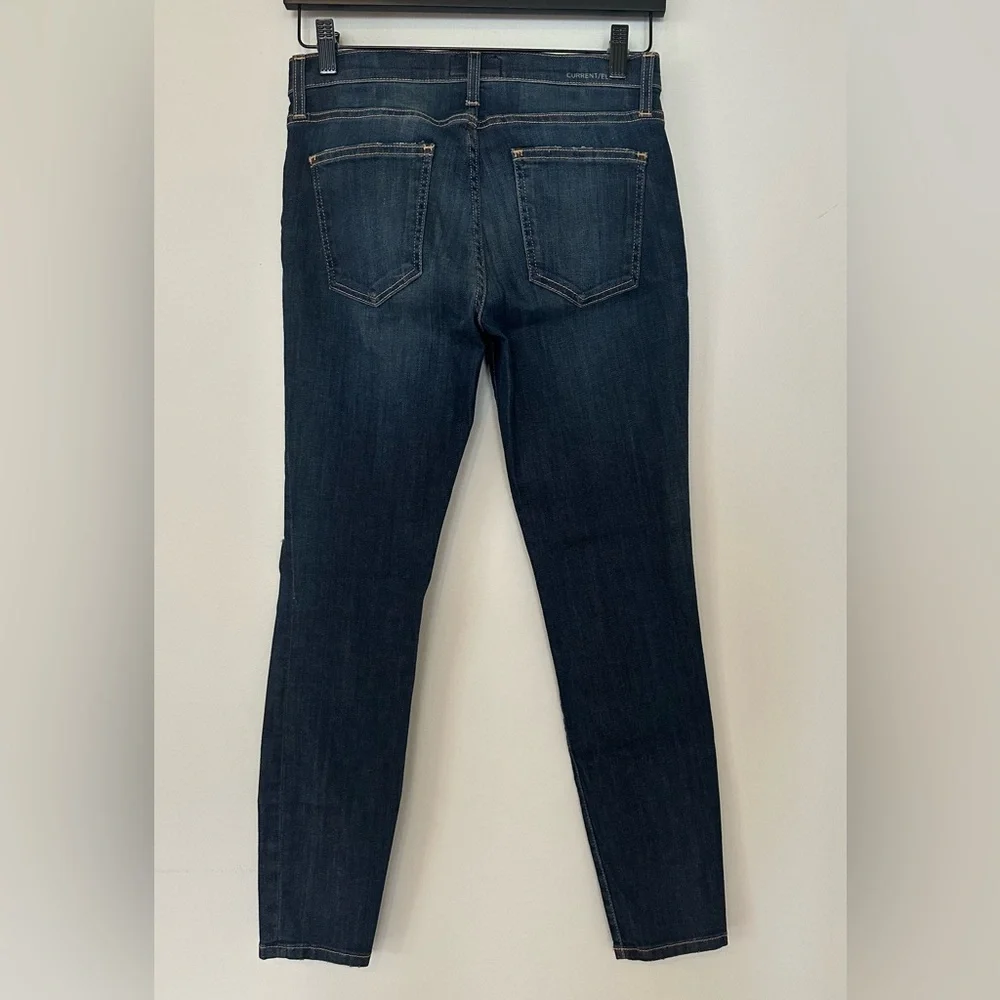 Current/Elliott The Stiletto Skinny Jeans Dark Wash Distressed Size 27
